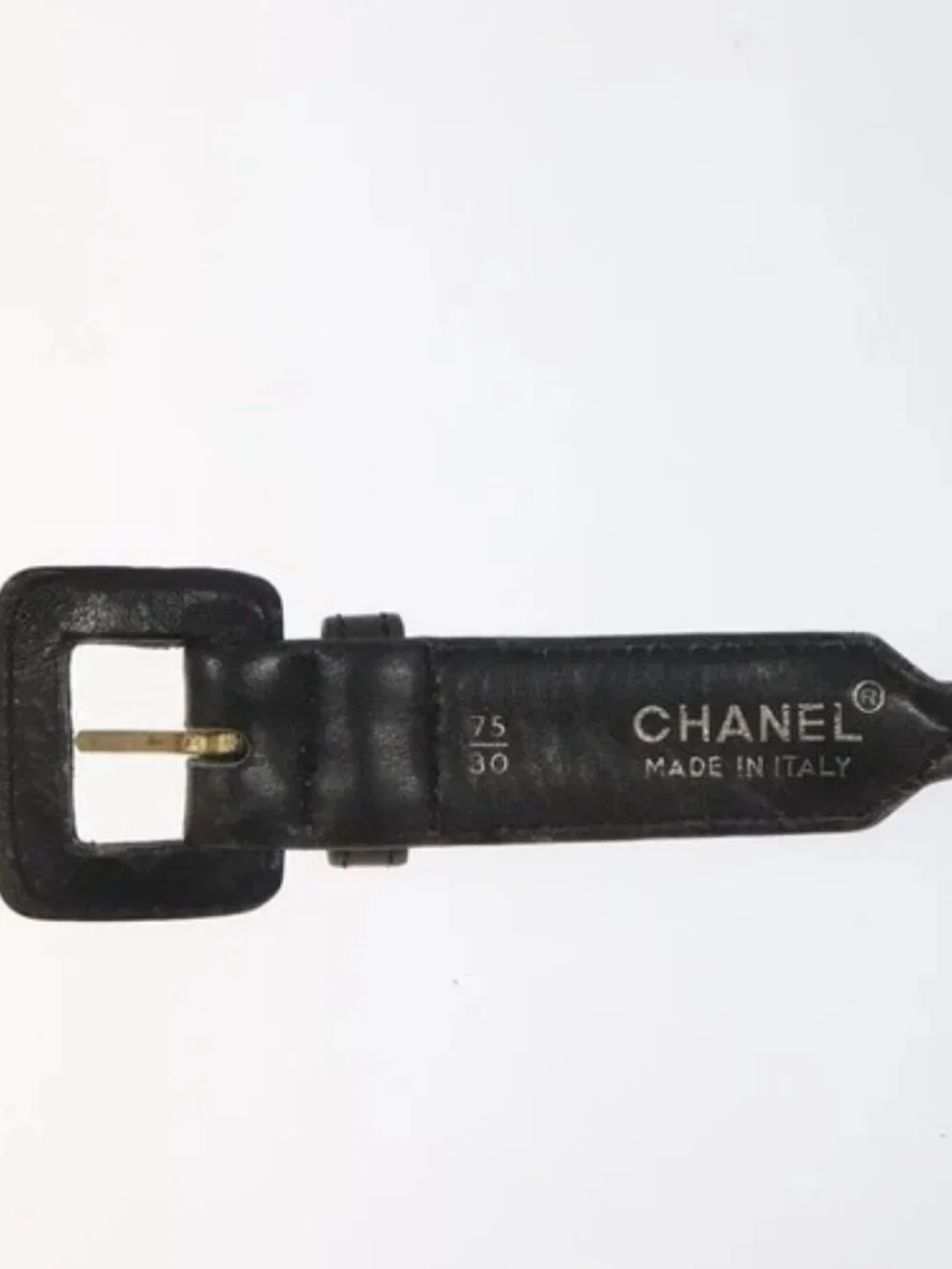 CHANEL Chain Belt metal Lamb Skin Black Gold CC Auth MY480